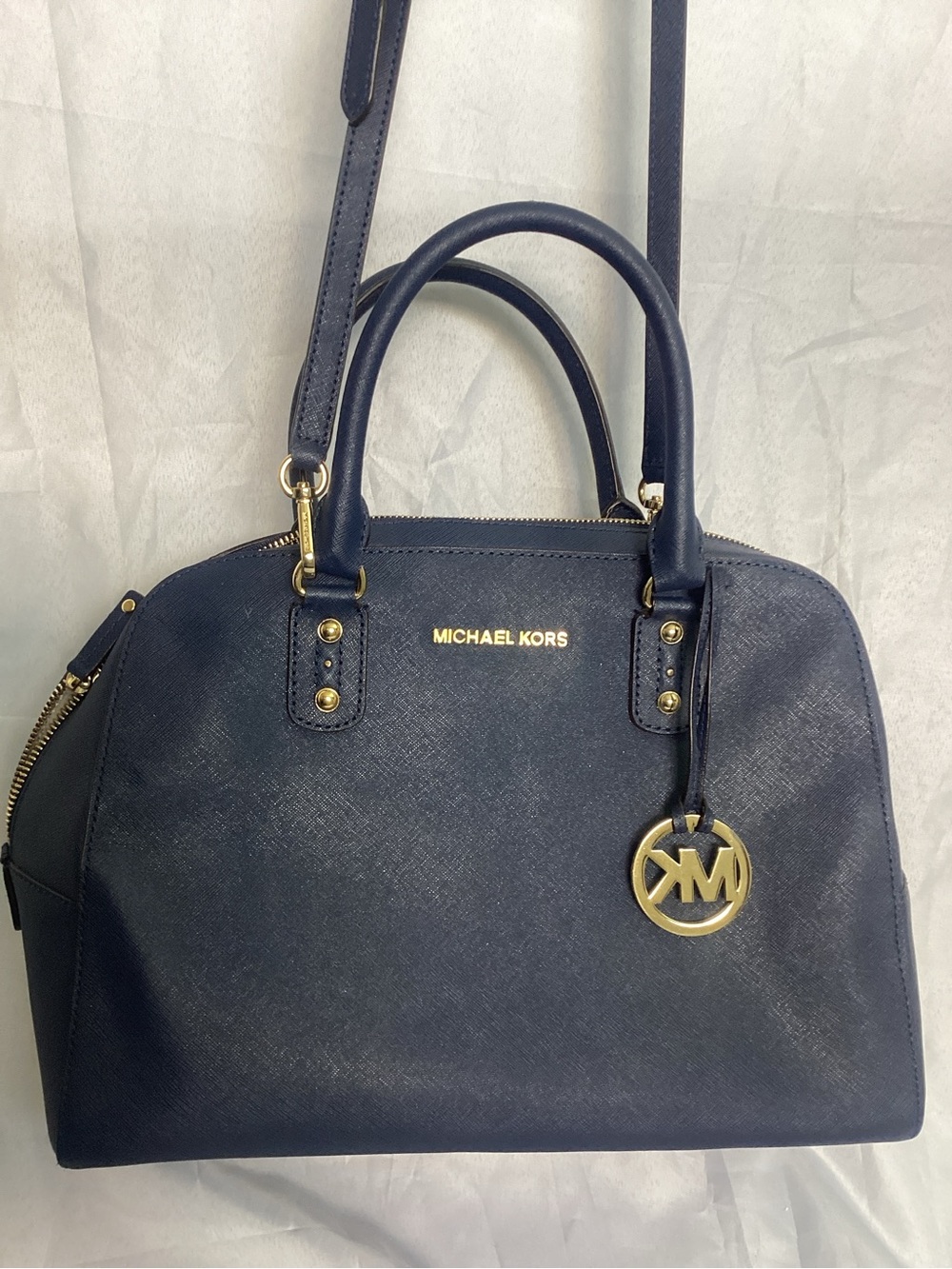 MICHAEL KORS Navy Saffiano Leather Dome Satchel